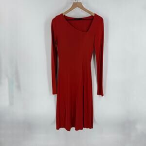 Vintage Pinko Made in Italy Rust Red Asymmetrical Neckline Dress Size II (M)